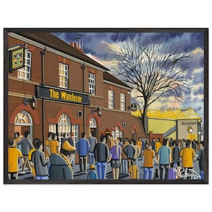 Wölfe, Wolverhampton, Retro Molineux. Hochwertiges Poster mit Holzrahmen. Wandkunst Fussball Club FC, Geschenke, Wanderers Fans Fanartikel