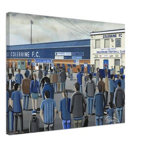 Coleraine, The Showgrounds Stadium Canvas Print. Wall Art Football Club FC Football Soccer Stadium Gifts, Bannsiders Supporters Memorabilia