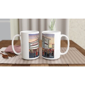 Gloucester, Kingsholm Rugby Stadium White 15oz Ceramic Rugby Mug. Rugby Club FC Rugby Stadium Gifts, Supporters Memorabilia