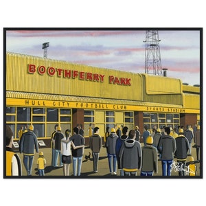 Hull C, Retro Boothferry Park Stadium. Standard Wooden Framed Poster. Wall Art Football Club FC, Gifts, City Supporters Memorabilia