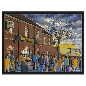 Wölfe, Wolverhampton, Retro Molineux. Gerahmter Leinwand Fußball Kunstdruck. Wandkunst Fussball Club FC, Geschenke, Wanderers Fans Fanartikel