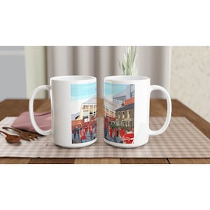 Liverpool, Retro Spion Kop, Anfield, White 15oz Ceramic Football Mug. Football Club FC Football Soccer Gifts, Reds Supporters Memorabilia