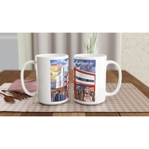 Stoke C, Fußball-Stadion Weißer 15 Unzen Fußballbecher aus Keramik. Football Club FC Fußball Fußball Geschenke, Stadtanhänger Erinnerungsstücke