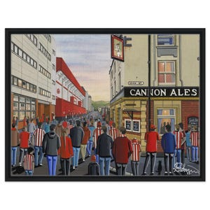 Sheffield U, Bramall Lane. Framed Canvas Football Art Print. Wall Art Football Club FC, Gifts, United Utd Supporters Memorabilia