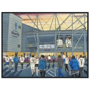 Swansea, Football Stadium. Standard Wooden Framed Poster. Wall Art Football Club FC, Gifts, City Supporters Memorabilia