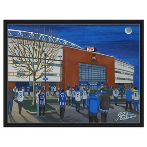Wigan, Football Stadion. Gerahmter Leinwand Fußball Kunstdruck. Wall Art Football Club FC, Geschenke, Erinnerungsstücke für Leichtathletik-Fans