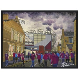 Burnley, Turf Moor Stadium Quality Football Matte Paper Wooden Framed Poster. ideal Gift For Any Clarets Supporter