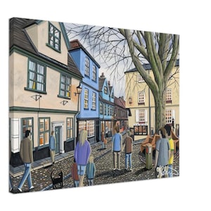 Norwich, Elm Hill. City Landscape Art, Urban Cityscape Wall Art. Canvas Print