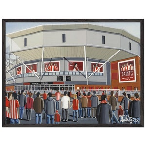Southampton, St Marys Football Stadium. Superior Wooden Framed Poster. Wall Art Football Club FC, Gifts, Saints Supporters Memorabilia