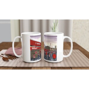 Brentford, Retro Griffin Park Stadium, White 15oz Ceramic Football Mug. Football Club FC Football Soccer Gifts, Bees Supporters Memorabilia