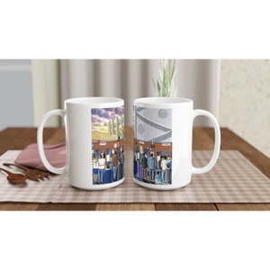 Leeds, Elland Rd Stadium White 15oz Ceramic Football Mug. Football Club FC Football Soccer Gifts, United Utd Supporters Memorabilia