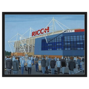 Coventry C. Retro Ricoh Football Stadium. Framed Canvas Football Art Print. Wall Art Football Club FC, Gifts, City Supporters Memorabilia