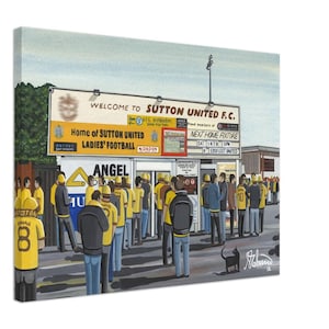 Sutton, Gander Green Lane Stadium Canvas Print. Wall Art Football Club FC Football Soccer Stadium Gifts, United Utd Supporters Memorabilia