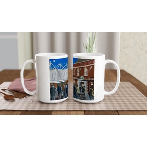 Warrington, Rugby Stadium White 15oz Ceramic Rugby Mug. Rugby Club FC Rugby Stadium Gifts, Supporters Memorabilia