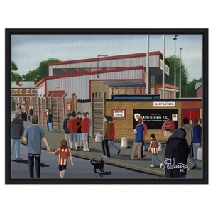 Altrincham, Moss Lane Stadium. Framed Canvas Football Art Print. Wall Art Football Club FC, Gifts, Robins Supporters Memorabilia