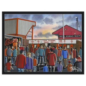 Crewe, Retro Gresty Rd Stadium. Framed Canvas Football Art Print. Wall Art Football Club FC, Gifts, Alexandra Supporters Memorabilia