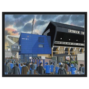 Ipswich, Portman Rd Stadium. Framed Canvas Football Art Print. Wall Art Football Club FC, Gifts, Town Supporters Memorabilia