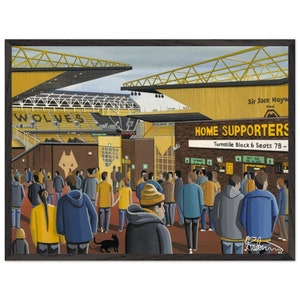Wölfe, Wolverhampton, Molineux. Hochwertiges Poster mit Holzrahmen. Wandkunst Fussball Club FC, Geschenke, Wanderers Fans Fanartikel