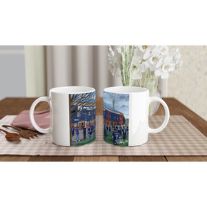 Dundee, Dens Pk Stadium White 11oz Ceramic Football Mug. Football Club FC Football Soccer Gifts, Dark Blues Supporters Memorabilia