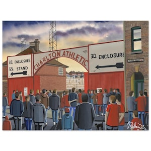 Charlton, Retro The Valley Stadium, Standard Poster, Wall Art Football Club FC, Gifts, Athletic Supporters Memorabilia
