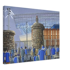 Everton, H Dickinson, Bramley Moore Football Stadium Canvas Print. Wall Art Football Club FC Soccer Stadium Gifts, Supporters Memorabilia