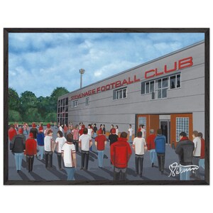 Stevenage Broadhall Way Stadium. Superior Wooden Framed Poster. Wall Art Football Club FC, Gifts, Boro Supporters Memorabilia