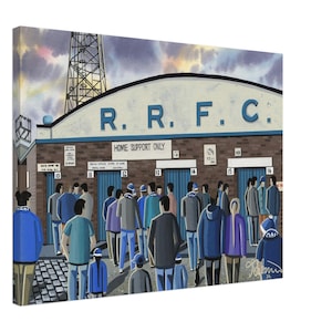 Raith, Retro Starks Pk Stadium Canvas Print. Wall Art Football Club FC Football Soccer Stadium Gifts, Rovers Supporters Memorabilia