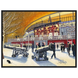 Arsenal, voetbalstadion. Standaard houten ingelijste poster. Muurkunst Football Club FC, geschenken, supportersmemorabilia