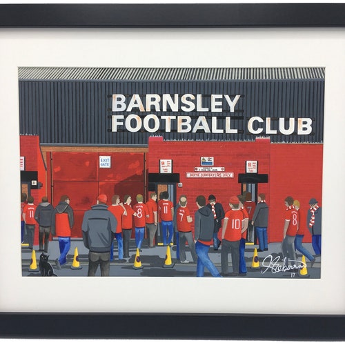 Barnsley FC, Oakwell Stadium. Framed, High Quality Football Memorabilia Giclee Art high quality Print. Ideal Gift For Any Barnsley Supporter.