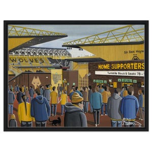 Wölfe, Wolverhampton, Molineux. Gerahmter Leinwand Fußball Kunstdruck. Wandkunst Fussball Club FC, Geschenke, Wanderers Fans Fanartikel