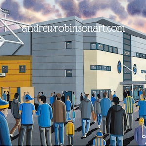 Shrewsbury, New Meadow Stadium, pôster padrão, arte de parede do Football Club FC, presentes, lembranças dos torcedores da cidade