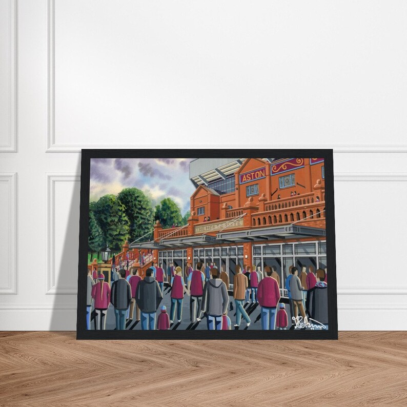 Aston V, Villa Park Stadium. Premium Matte Paper Wooden Framed A4