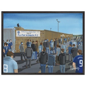 Forfar, Station Pk Football Stadium. Superior Wooden Framed Poster. Wall Art Football Club FC, Gifts, Athletic Supporters Memorabilia