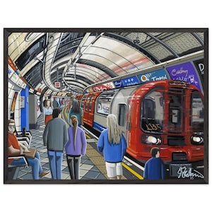 London Tube Underground Station, City Art, Cityscape Superior Framed Poster With Museum-Quality Matte Paper.