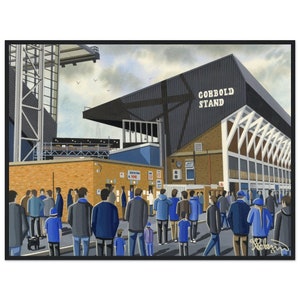 Ipswich, Retro Portman Rd Stadium. Standard Wooden Framed Poster. Wall Art Football Club FC, Gifts, Town Supporters Memorabilia