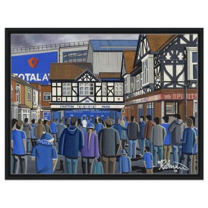Portsmouth, Fratton Pk Stadium. Framed Canvas Football Art Print. Wall Art Football Club FC, Gifts, Pompey Supporters Memorabilia