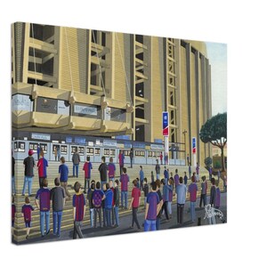 Barcelona, Retro Stadium Canvas Print. Wall Art Football Club FC Football Soccer Stadium Gifts, Barca Supporters Memorabilia