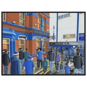Everton, Retro Goodison Park Stadion. Standard Poster mit Holzrahmen. Wall Art Football Club FC, Geschenke, Toffees Anhänger Erinnerungsstücke