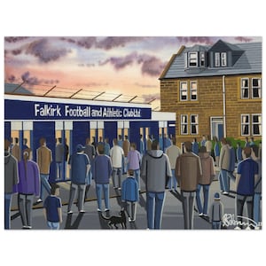 Falkirk, Retro Brockville Stadium, Superior Poster, Wall Art Football Club FC, Gifts, Bairns Supporters Memorabilia