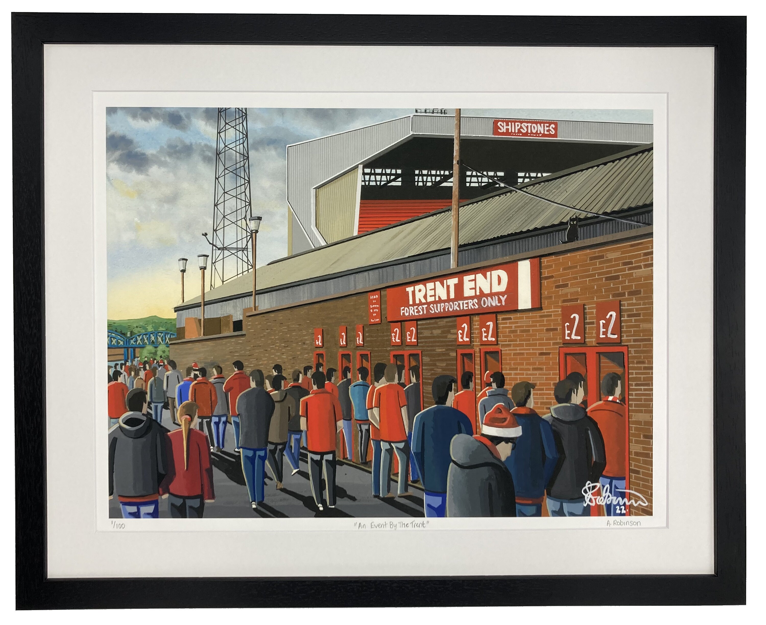 Nottingham F, Limited Edition Framed Football Stadium Wall Art Print (20" x 16") Football Club FC Gifts, Forest Supporters Memorabilia.