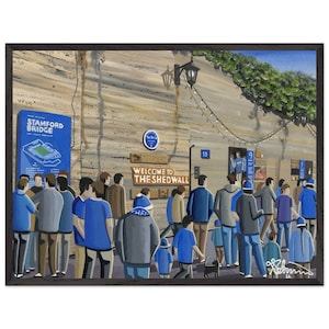Chelsea, Stamford Bridge. Superior Wooden Framed Poster. Wall Art Football Club FC, Gifts, Blues Supporters Memorabilia