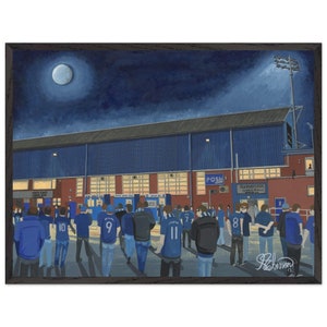 Peter Borough, London Rd Fussball Stadion. Hochwertiges Poster mit Holzrahmen. Wall Art Football Club FC, Geschenke, United Utd Fan-Erinnerungsstücke