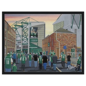 Hibernian, Easter Rd Stadium. Framed Canvas Football Art Print. Wall Art Football Club FC, Gifts, Hibs Supporters Memorabilia