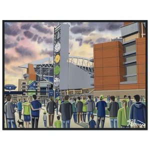 “Seattle, Museum” Qualität Football Stadion Matt Papier Hölzern gerahmtes Poster