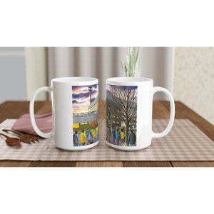 Norwich, Carrow Road Stadium White 15oz Ceramic Football Mug. Football Club FC Football Soccer Gifts, City Supporters Memorabilia