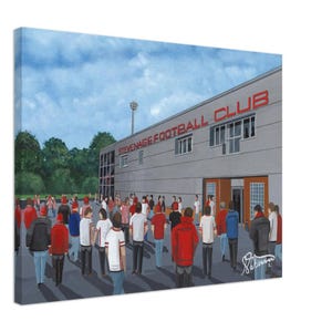 Stevenage, Broadhall Way Stadium Canvas Print. Wall Art Football Club FC Football Soccer Stadium Gifts, Boro Supporters Memorabilia