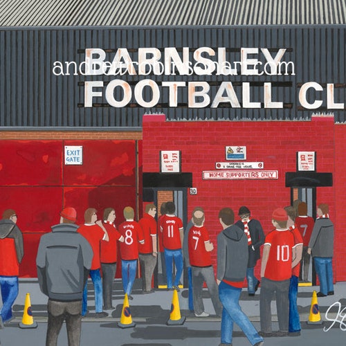 Barnsley FC, Oakwell Stadium. Framed, High Quality Football Memorabilia Giclee Art high quality Print. Ideal Gift For Any Barnsley Supporter.
