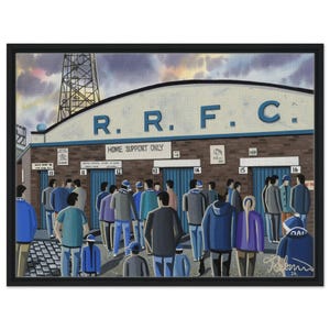 Raith, Retro Starks Pk Stadium. Framed Canvas Football Art Print. Wall Art Football Club FC, Gifts, Rovers Supporters Memorabilia