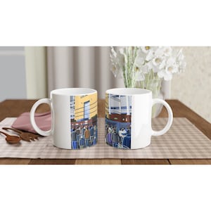 Leeds, Retro, Elland Rd Stadium White 11oz Ceramic Football Mug. Football Club FC Football Soccer Gifts, United Utd Supporters Memorabilia