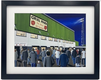 Dundalk, Oriel Park. High Quality Framed, Football Memorabilia Giclee Art Print. Ideal Gift For Any Lilywhites Supporter.